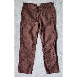 Caban Women's Casual Pants Linen/Cotton Blend Solid Brown Size 31 (32x31.5)